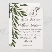 Simple green leaves for wedding kaart (Voorkant / Achterkant)