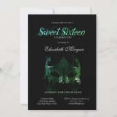 Simple Green Masque Black Sweet 16 Uitnodiging (Voorkant)