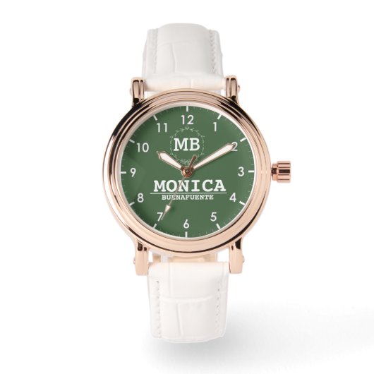 Simple green minimal Monogram Horloge (Voorkant)