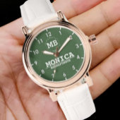 Simple green minimal Monogram Horloge