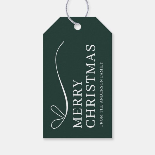 Simple green modern Merry Christmas Cadeaulabel (Voorkant)