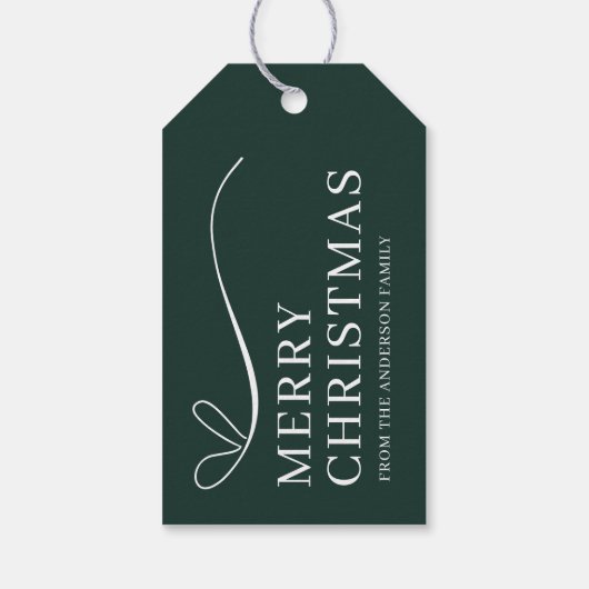 Simple green modern Merry Christmas Cadeaulabel (Achterkant)