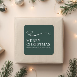 Simple green modern Merry Christmas  Vierkante Sticker