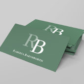 Simple Green Monogram QR Code | Connect with Me Visitekaartje