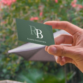 Simple Green Monogram QR Code | Connect with Me Visitekaartje