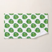 Simple Green Monstera Leaf Pattern on White Bad Handdoek (Handdoek)