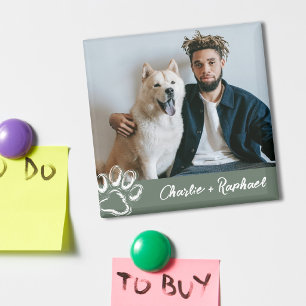Simple Green Mooie Pootafdruk Hond Foto Magneet