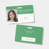 Simple Green Personeelsfoto ID Logo Streepjescode Badge (Voor- en achterkant)