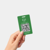 Simple Green QR Code Personeels-ID Badge (Handheld)