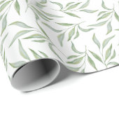 Simple Green Watercolor Leaves Botanical Pattern Cadeaupapier (Rol Hoek)