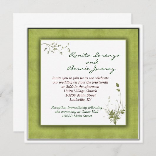 Simple Green Wedding Floral Kaart (Voorkant / Achterkant)