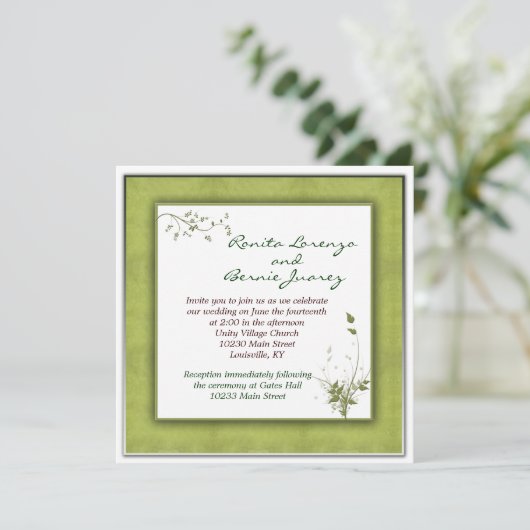 Simple Green Wedding Floral Kaart (Staand voorkant)
