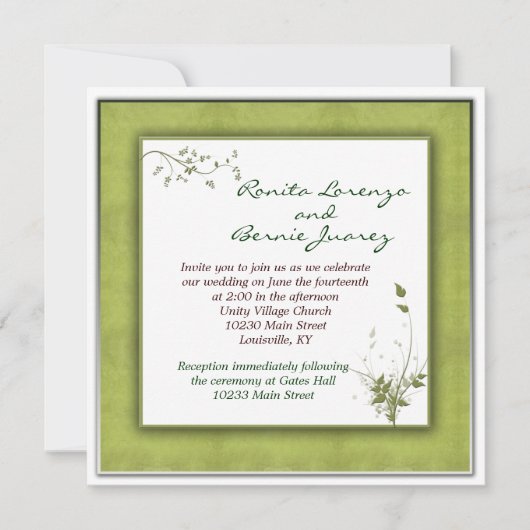 Simple Green Wedding Floral Kaart (Voorkant)