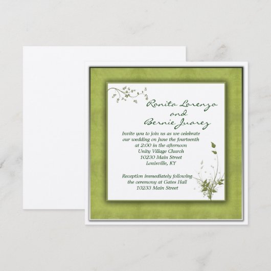 Simple Green Wedding Floral Kaart (Voorkant / Achterkant)