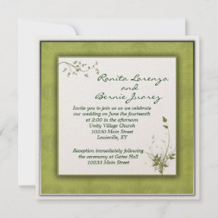 Simple Green Wedding Floral Kaart