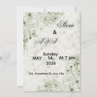 Simple Green Wedding Invitation Kaart