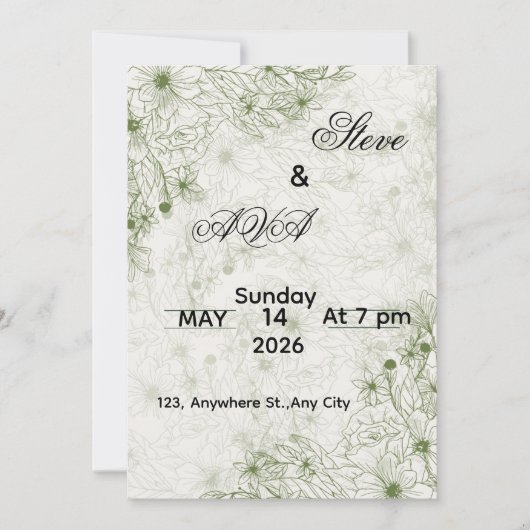 Simple Green Wedding Invitation Kaart (Voorkant)