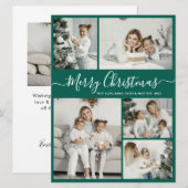 Simple Green White 5 Photo Collage Kerstmis Feestdagenkaart (Voorkant / Achterkant)