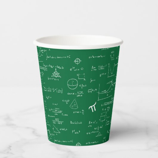 Simple Green White Math Pattern Papieren Bekers (Voorkant)
