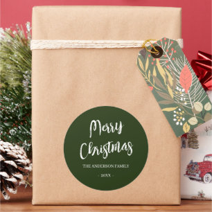 Simple Green Zalig Kerstmis Aangepaste Stickers