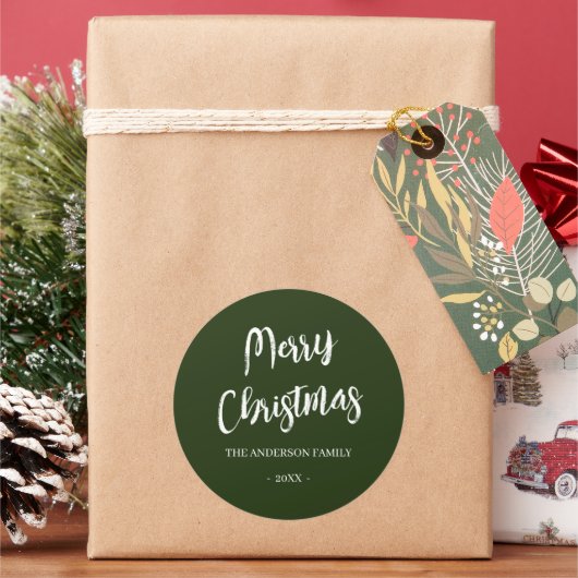 Simple Green Zalig Kerstmis Aangepaste Stickers (Feestdagen)