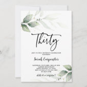 Simple Greenery 30th Birthday-uitnodiging Kaart (Voorkant)