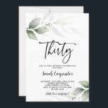 Simple Greenery 30th Birthday-uitnodiging Kaart<br><div class="desc">Eenvoudige 30e verjaardag van Greenery</div>