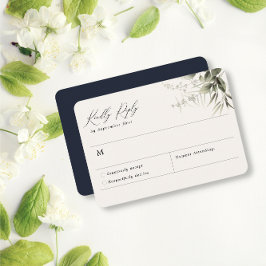 Simple Greenery Botanical Navy RSVP-kaart RSVP Kaartje