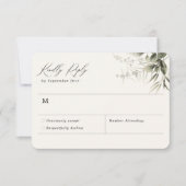 Simple Greenery Botanical Navy RSVP-kaart RSVP Kaartje (Voorkant)