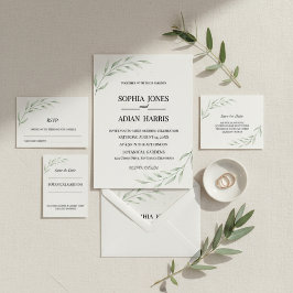Simple Greenery Botanical Wedding Invitation Kaart