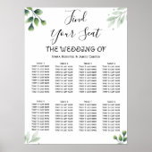 Simple Greenery Elegant Wedding Seating Chart Poster (Voorkant)