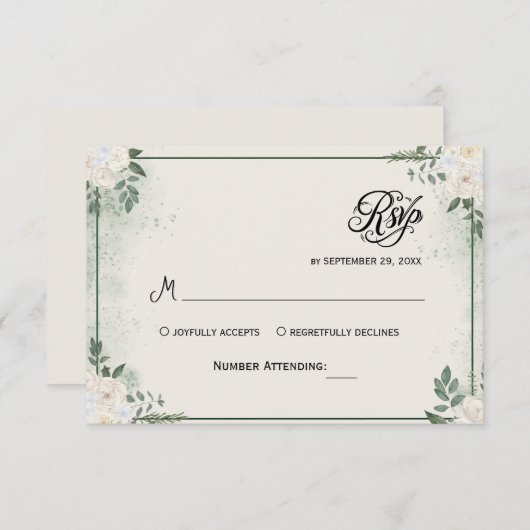 Simple Greenery Eucalyptus RSVP Invitation (Voorkant / Achterkant)