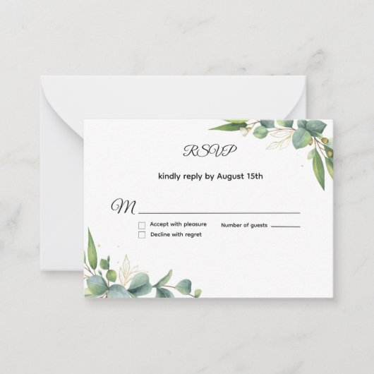 Simple Greenery Eucalyptus Wedding RSVP Card Notitiekaartje (Voorkant)