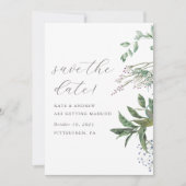 Simple Greenery Meadow Wedding Photo Save the Date (Voorkant)