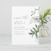Simple Greenery Meadow Wedding Photo Save the Date (Staand voorkant)