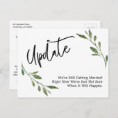 Simple Greenery Postponed Wedding Update Briefkaart (Voorkant / Achterkant)