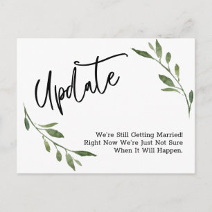 Simple Greenery Postponed Wedding Update Briefkaart