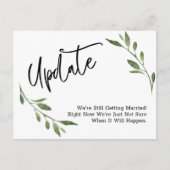 Simple Greenery Postponed Wedding Update Briefkaart (Voorkant)