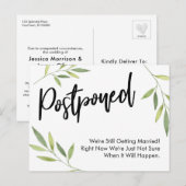 Simple Greenery Postponed Wedding Update Briefkaart (Voorkant / Achterkant)