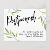 Simple Greenery Postponed Wedding Update Briefkaart (Voorkant)