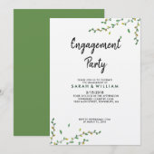 Simple Greenery Verloving Invitation Kaart (Voorkant / Achterkant)
