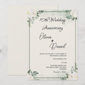 Simple Greenery Wedding Anniversary Invitations Kaart (Voorkant / Achterkant)