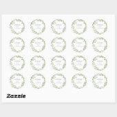 Simple Greenery Wedding Classic Round Sticker (Vel)
