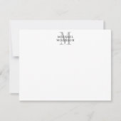 Simple Grey Black Monogram Flat Note Kaart Notitiekaartje (Voorkant)