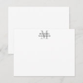 Simple Grey Black Monogram Flat Note Kaart Notitiekaartje (Voorkant / Achterkant)