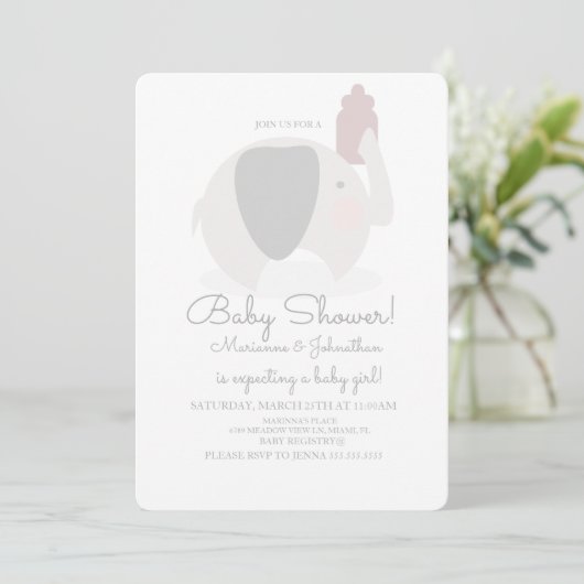 Simple Grey Elephant Safari Baby shower Kaart (Staand voorkant)