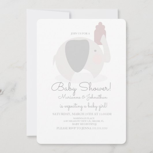 Simple Grey Elephant Safari Baby shower Kaart (Voorkant)