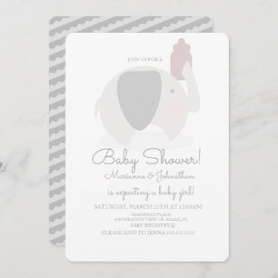 Simple Grey Elephant Safari Baby shower Kaart