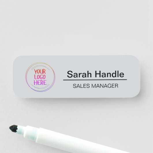 Simple Grey Employee Name Tag (In situ)