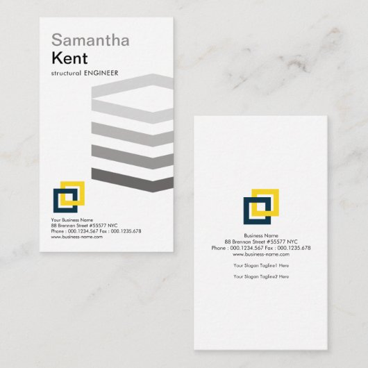 Simple Grey Layer Rebars Engineering Visitekaartje (Voorkant / Achterkant)